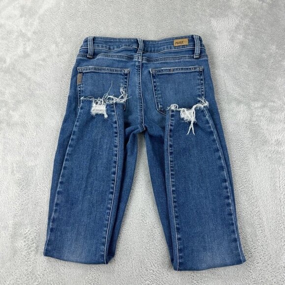 Paige Verdugo Ankle Blue Denim Distressed Jeans 24x27 - Picture 13 of 13